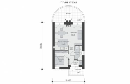 Проект компактного одноэтажного дома