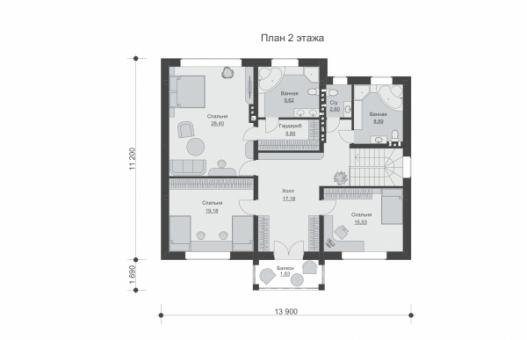 Проект двухэтажного дома с цоколем